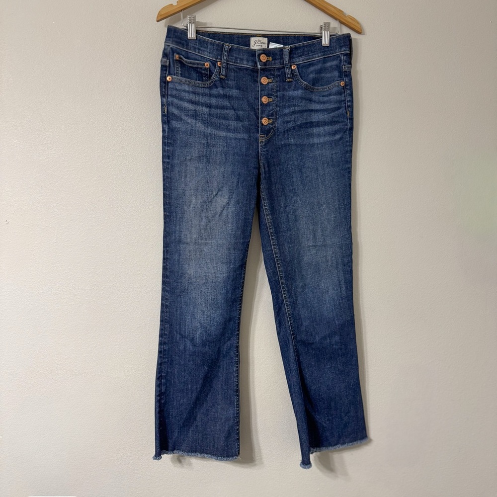 J.Crew Billie Demi Boot Crop Jeans Wms Size 29 High Rise Button Fly Medium Wash - Picture 3 of 10